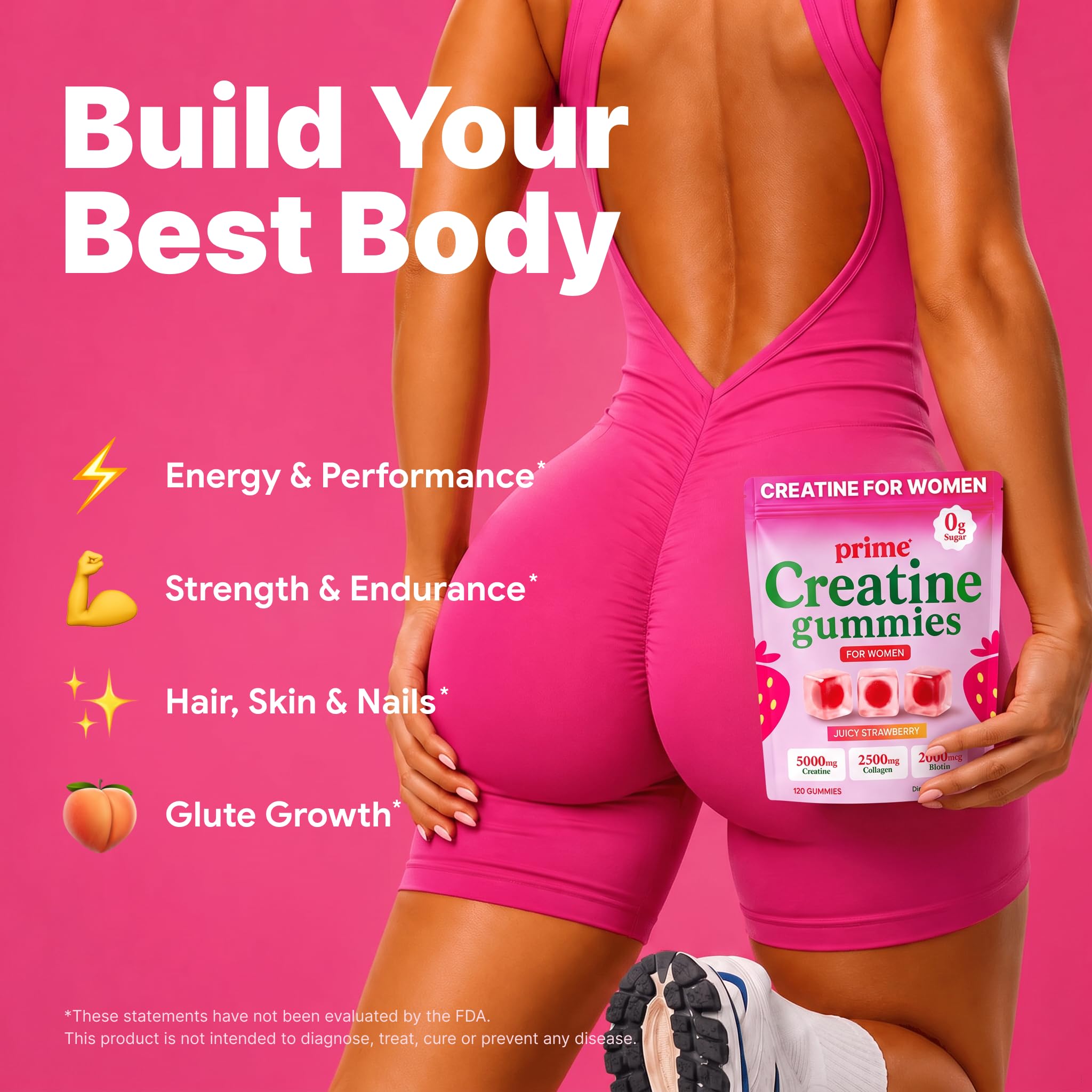 6-in-1 Creatine Gummies for Women – 5000mg Creatine Monohydrate with Collagen & Biotin for Glute Strength Support, Hair, Skin & Nails – Muscle Strength, Recovery & Energy – Sugar Free – 120 Ct — Amazon image 2