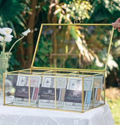 Miniatura 2 de NCYP Caja organizadora de bolsas de té de vidrio, caja de almacenamiento de bolsas de café de 11.4 x 7.1 x 4.5 pulgadas, 6 compartimentos de