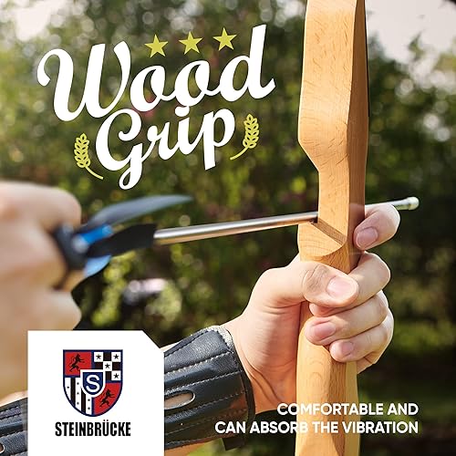 Miniatura 4 de Arco recurvo y flecha para adultos, arco recurvo tradicional de madera de 54 pulgadas con diseño ligero, arco diestro para adultos, jóvenes,