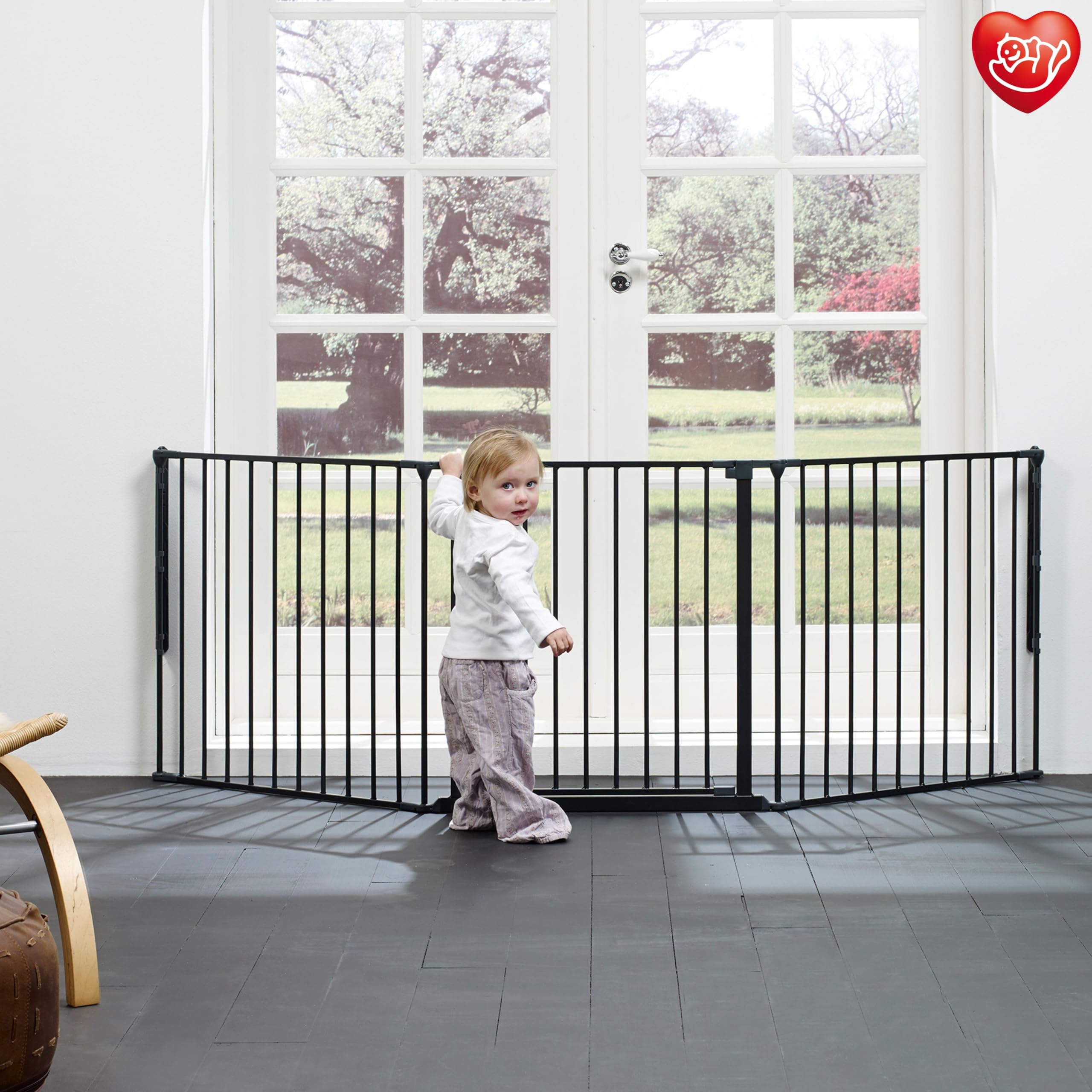 BabyDan Flex L, 90-223 cm, Barrière de sécurité/barrière d'escalier/séparation de pièce, noire, fabriquée en Danemark - Barrière pour bébés (Barrière pour chiens/Parc pour chiens)
