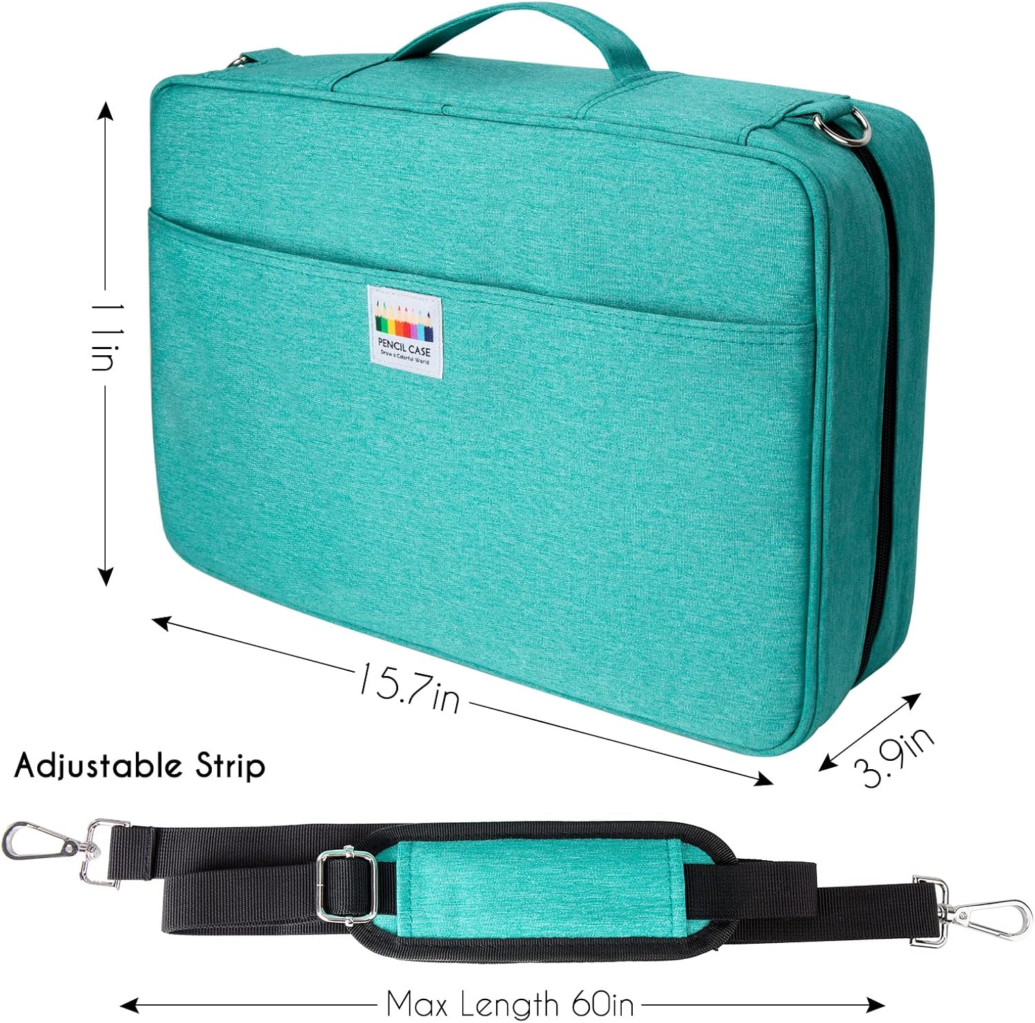 YOUSHARES Organizer Color Pencil 480 Slots - Pen Case Organizer with Handy Wrap & Zipper, Multilayer Holder for Prismacolor Colored Pencils & Gel Pen (Green)