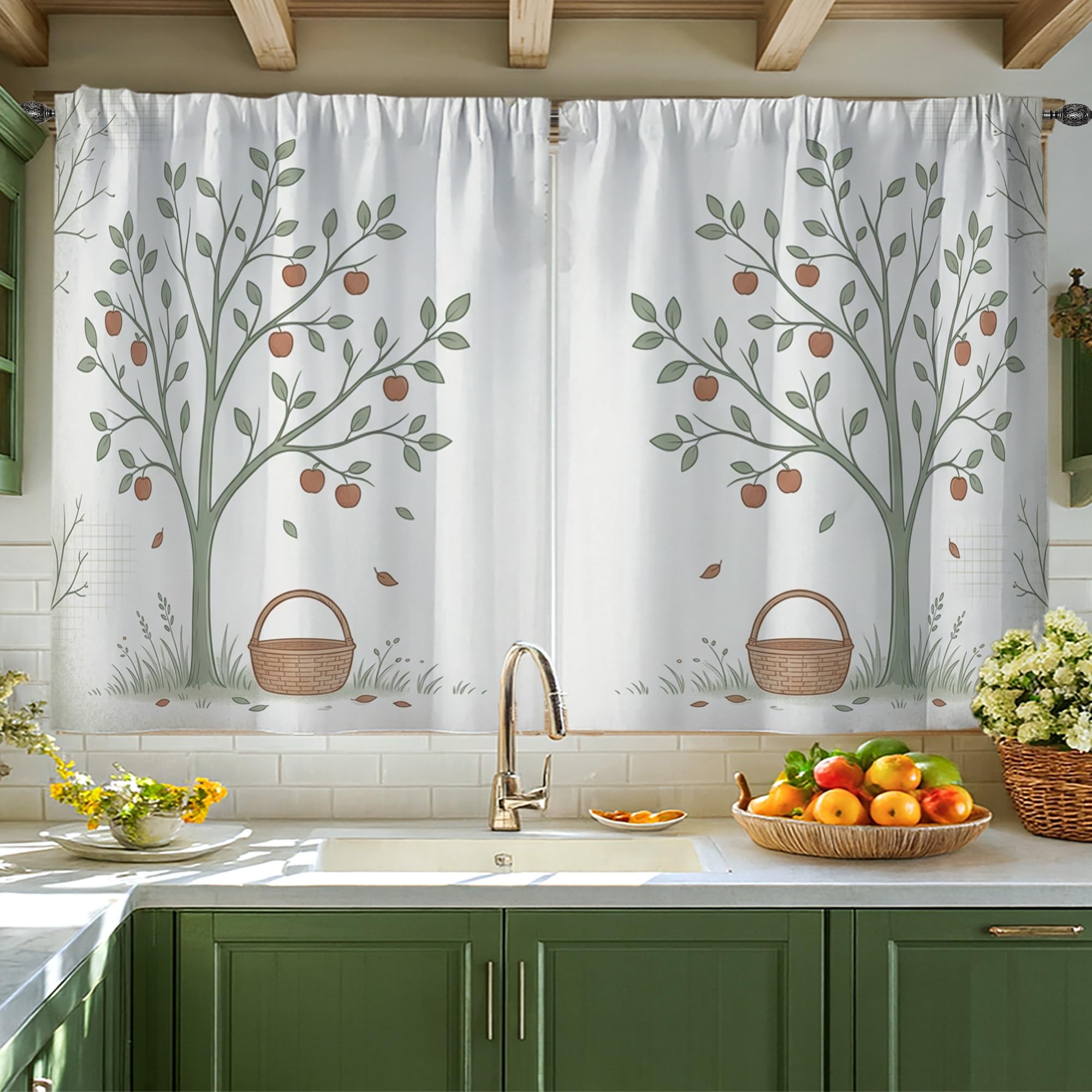 Rideaux de cuisine rustiques pour petite fenêtre et décoration de salle à manger