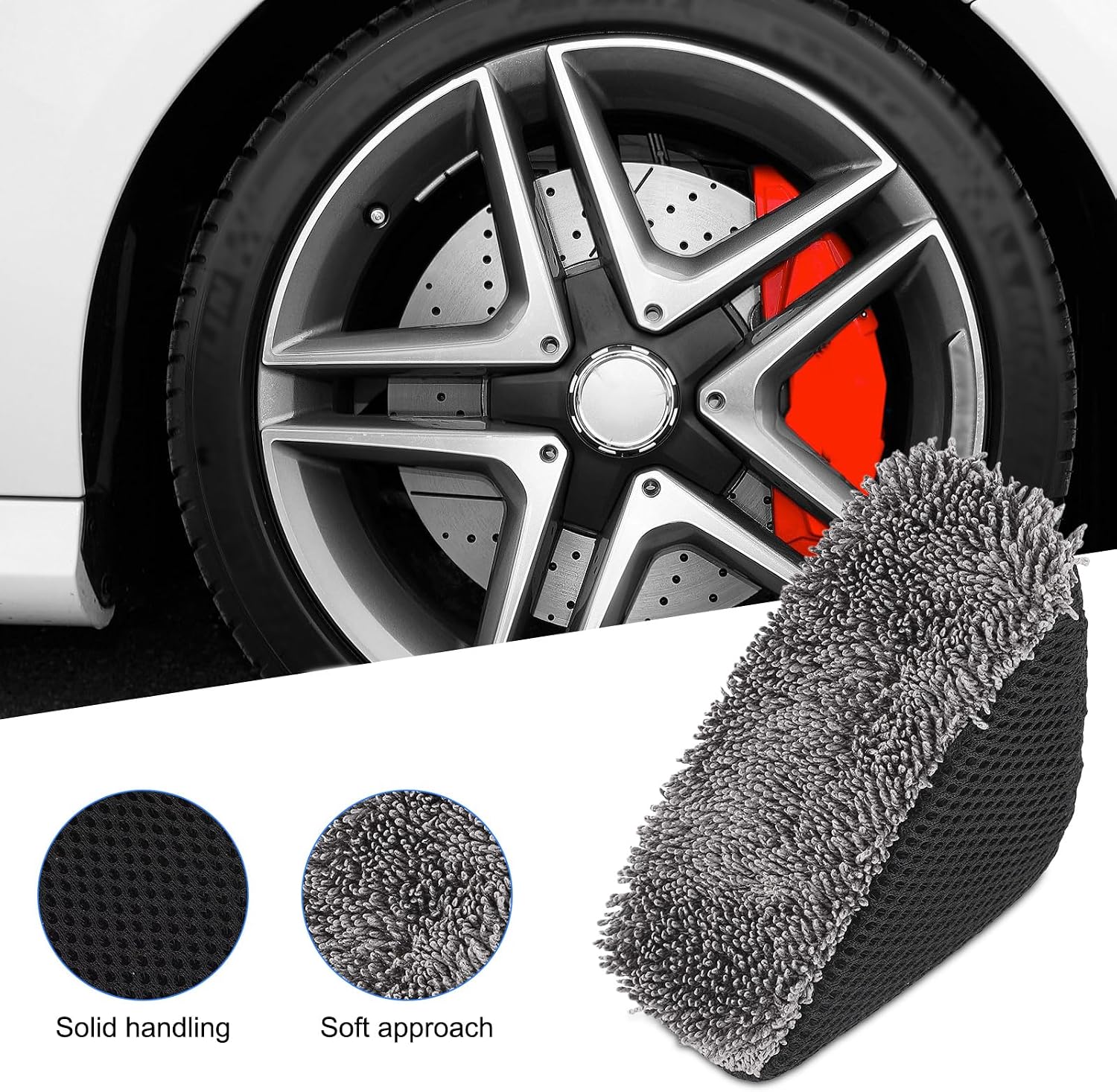 NQEUEPN 2pcs Tire Shine Applicator, Reusable Microfiber Tire Brightener Pad Triangle Tire Dressing Applicator Pad Tire Shine Applicator Sponges Tire Applicator Pads for Car Cleaning