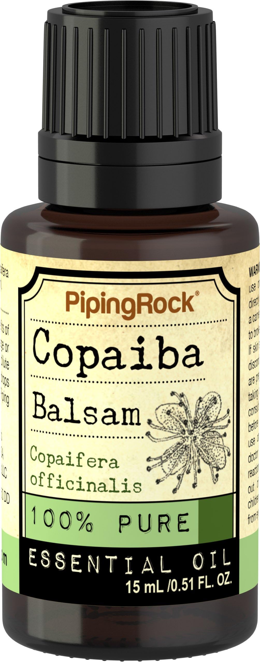 Piping Rock Copaiba Balsam 100% Pure Essential Oil 1/2 oz (15 ml) Dropper Bottle Therapeutic Grade