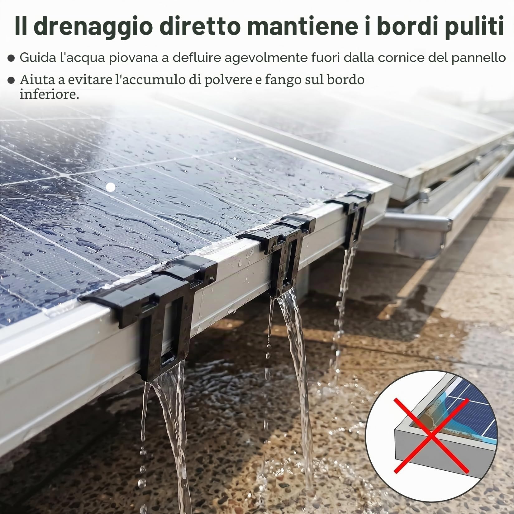 32Pz Clip di Scarico dell'Acqua Pannello Solare da 30 mm, Clips Drenaggio Pannellos Fotovoltaico per Pannelli Solari PV