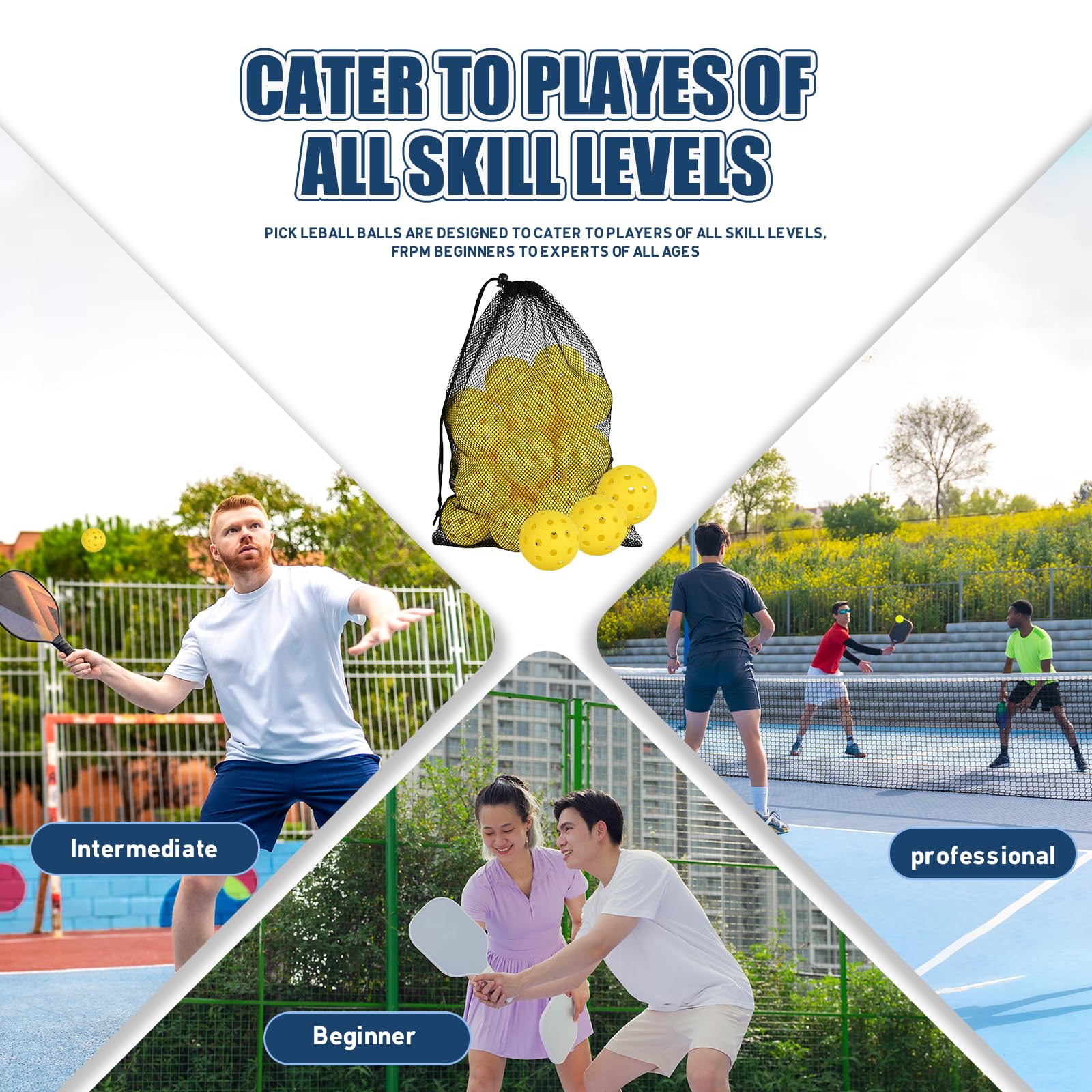PICKLETECH Pickleball 20 Pack | 40 Pack - 40 Holes Multicolor Outdoor Pickleball with Mesh Bag, Perfectly Balanced, High Bounce True Flight, Pickle Ball for Tournament Play