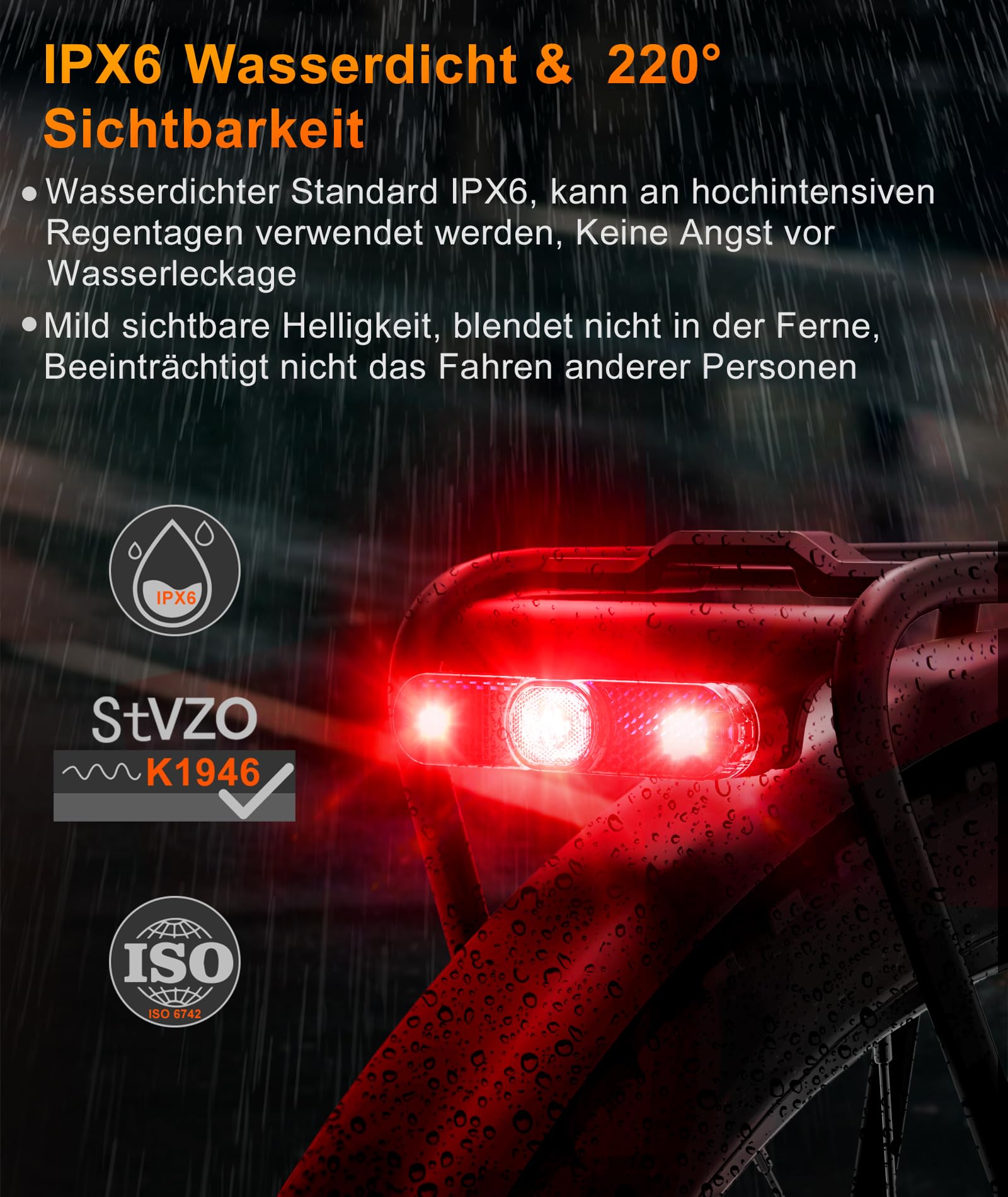 Feu Arrière De Vélo Multifonctionnel à 7 LED VGEBY - Clignotant, Feu De Freinage, Klaxon