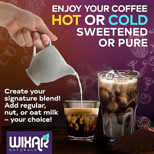 Miniatura 6 de WIXAR Superfood - Café de hongos, café instantáneo en polvo, diez extractos de superalimentos con melena de león, cola de pavo, Reishi, Chaga,