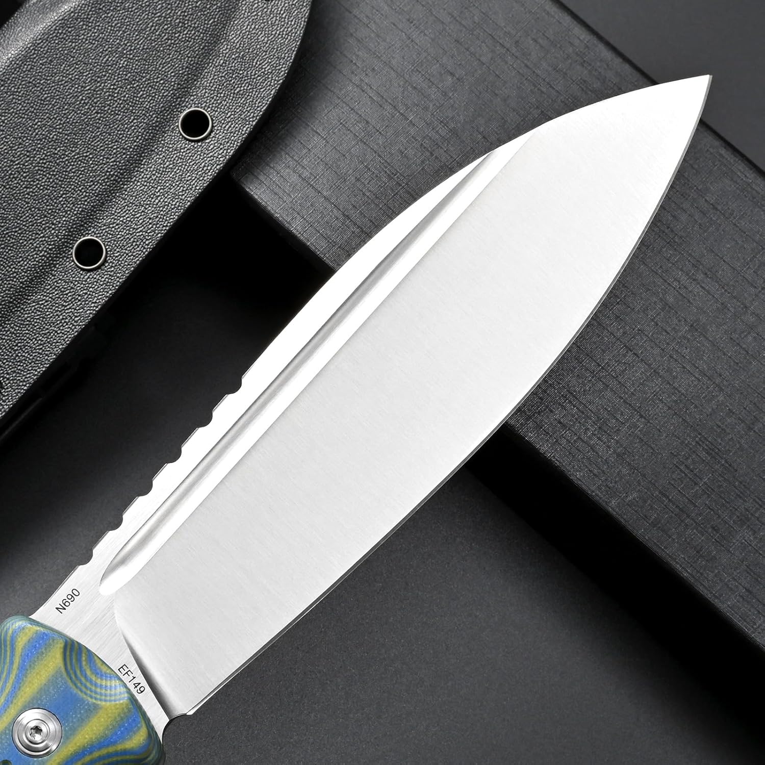 Eafengrow EF149 Fixed Blade Knife N690 Steel Blade Colorful G10 Handle Full Tang EDC Straight Knife for Hunting Camping Adventure