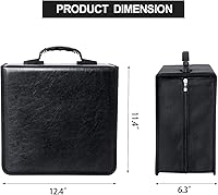 Vista 7 de Estuche de cuero negro para CD, organizador de almacenamiento de CD/DVD de capacidad 400, portátil y duradero