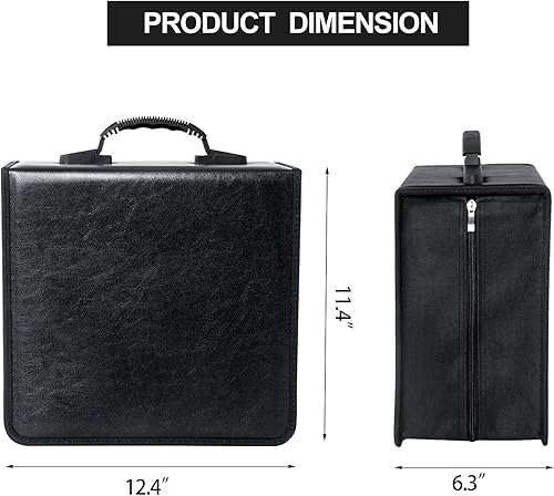 Miniatura 7 de Estuche de cuero negro para CD, organizador de almacenamiento de CDDVD de capacidad 400, portátil y duradero
