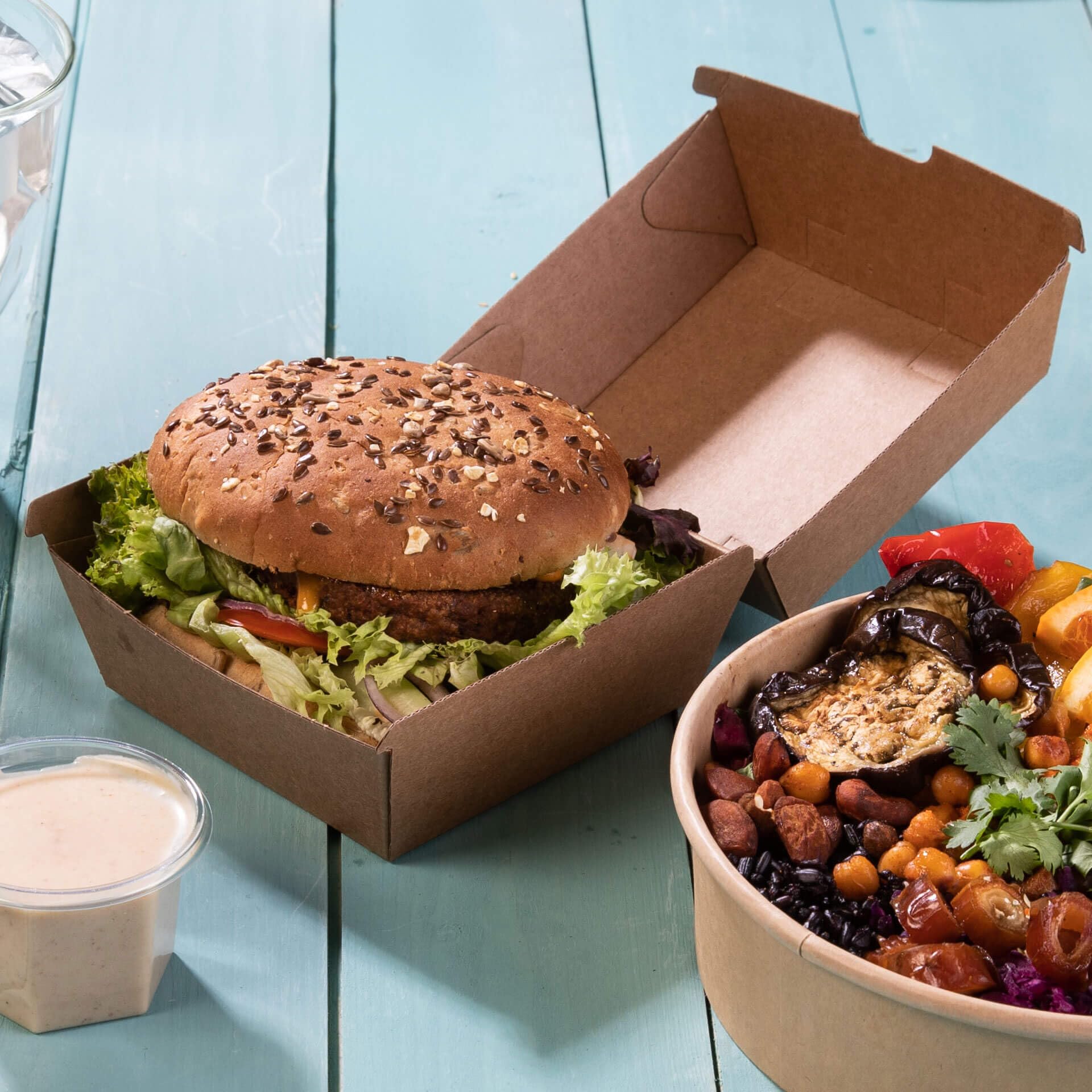 BIOZOYG Take Away Burger Box 200 pièces I boîtes à hamburgers robustes avec couvercle à charnière haute I stable To Go Burger emballage en carton brun 16,8 x 15,4 x 9,8 cm I biodégradable