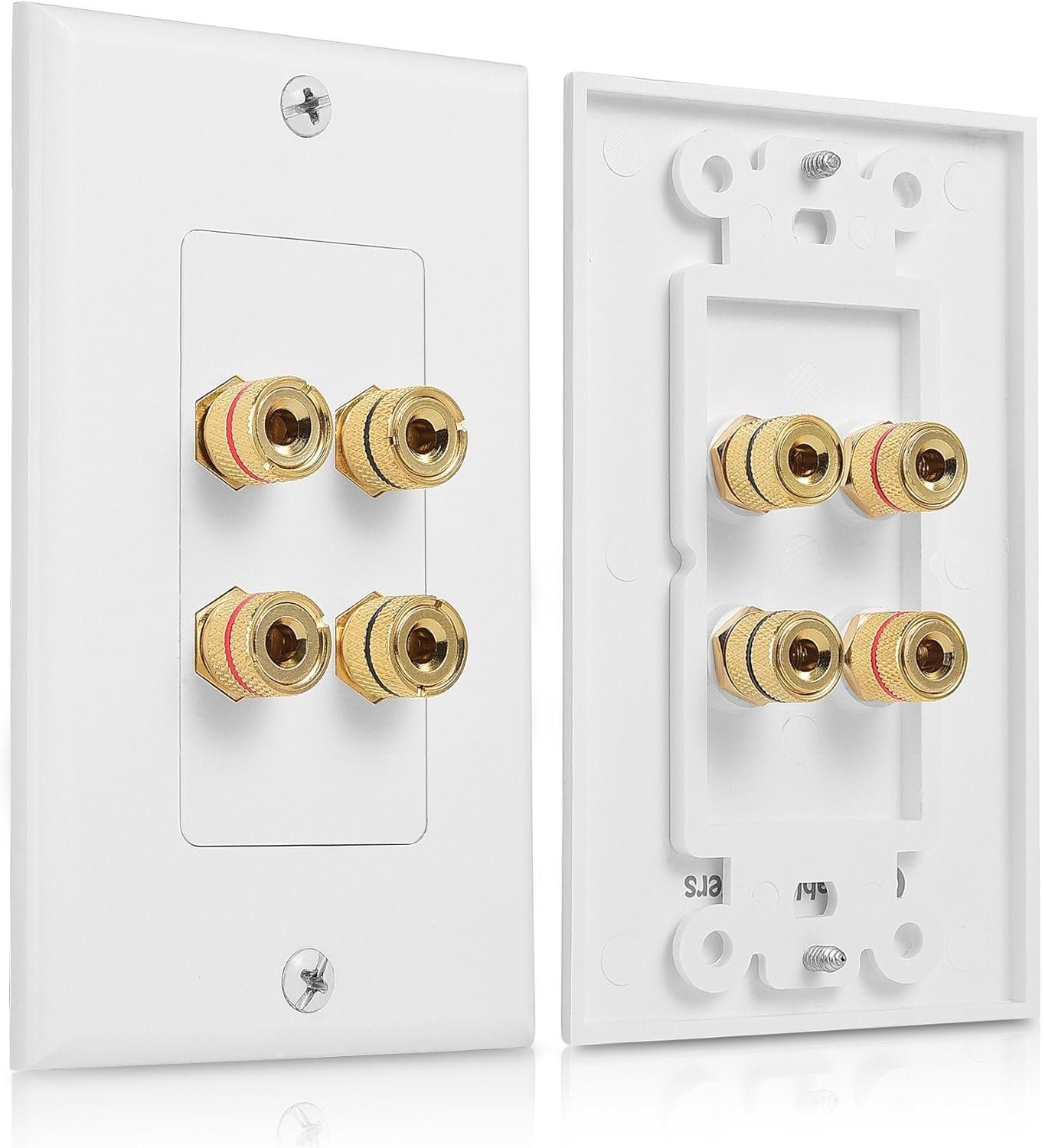 Cable Matters Paquete de 2 placas de pared de alambre de altavoz (placa de pared de altavoz, placa de pared de enchufe tipo plátano) para 2