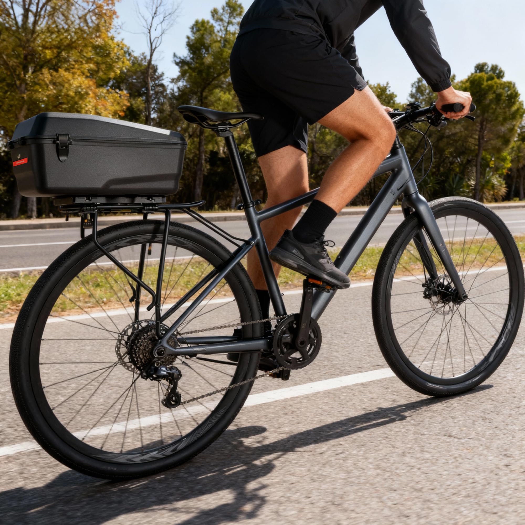 Top Case de vélo avec Plaque d'adaptation – Boîte à vélo avec poignée – Verrouillable et étanche – Grande capacité