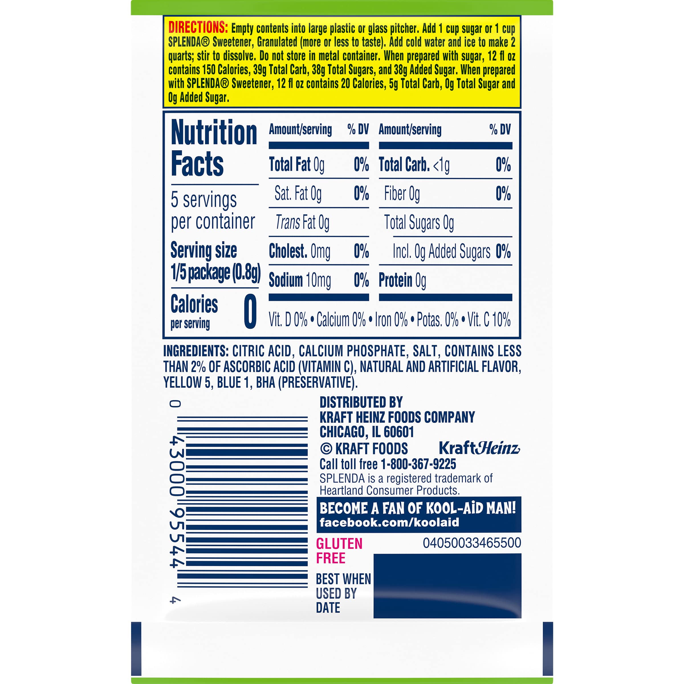 Kool-Aid Lemon-Lime Unsweetened Soft Drink Mix, 0.13-Ounce Packets (Pack of 96)