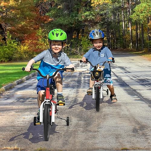 Miniatura 7 de COSTWAY Bicicleta para niños, 12, 14, 16, 18 pulgadas, para niños y niñas de 3 a 8 años, bicicleta para niños con ruedas de entrenamiento