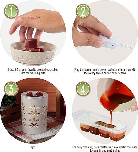 Miniatura 3 de Deco - Calentador de velas eléctrico, calentador de cera, incluye 4 cubos de cera