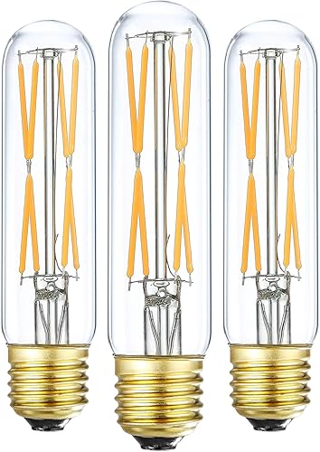 XININSUN Bombilla LED T10, bombillas tubulares LED regulables de 8 W, equivalente a 75-100 W, blanco cálido suave de 2700 K, 850 lm, vidrio