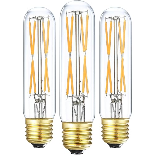 XININSUN T10 Led Bulb, 8W Dimmable Led Tubular Bulbs, 75-100 Watt Equivalent, 2700K Soft Warm White,850lm, Clear Glass, E26 Base Lamp Bulb, for Cabinet Display Cabinet etc,3 Pack.