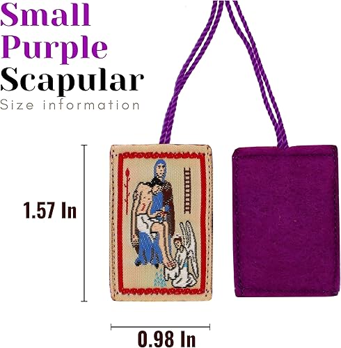 Miniatura 2 de Marie Julie Jahenny de Bendición y Protección Pack de 3 Regalos de Primera Comunión y Confirmación Escapulario Collar Católico Escapulario Morado