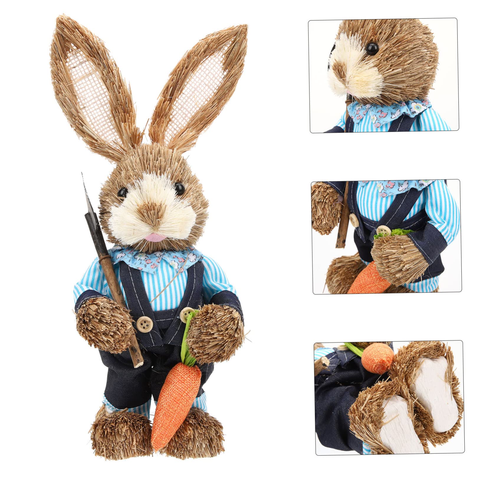 Zerodeko 2pezzi Decorazioni Pasquali Statue Di Conigli Paglia Intrecciata Figurine Di Coniglio Per Giardino e Casa Regali Di Pasqua Per Ambienti Rurali Rabbit Ornament