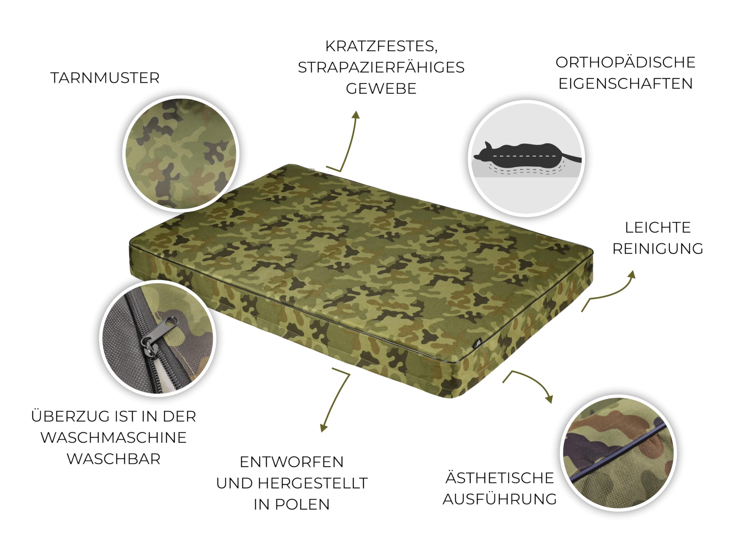 CAZO Outdoor Hundebett Matratze Wasserfest – Orthopädisch 120x80x10 Cm Größe XL, Mit Memory Foam, Für Hunde & Katzen