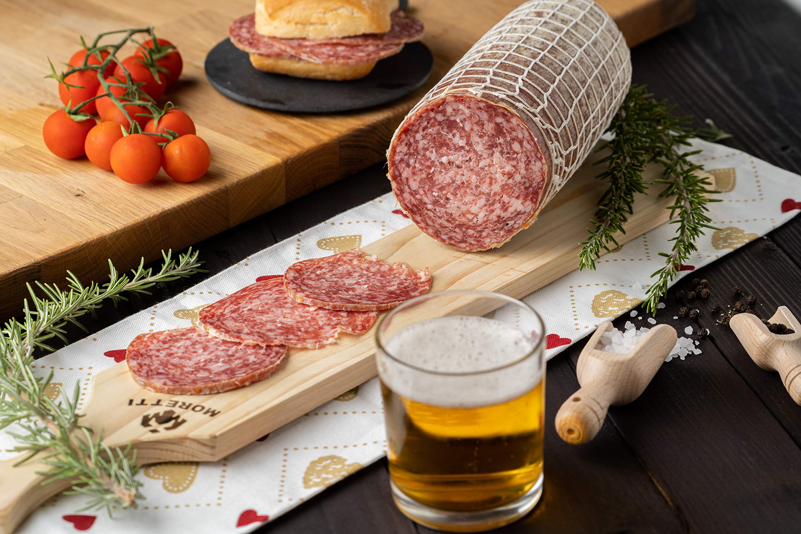 Moretti® | Salame Milano Artigianale Stagionato Dolce | Trancio 900gr.+ | Confezionato In Sottovuoto | NO OGM