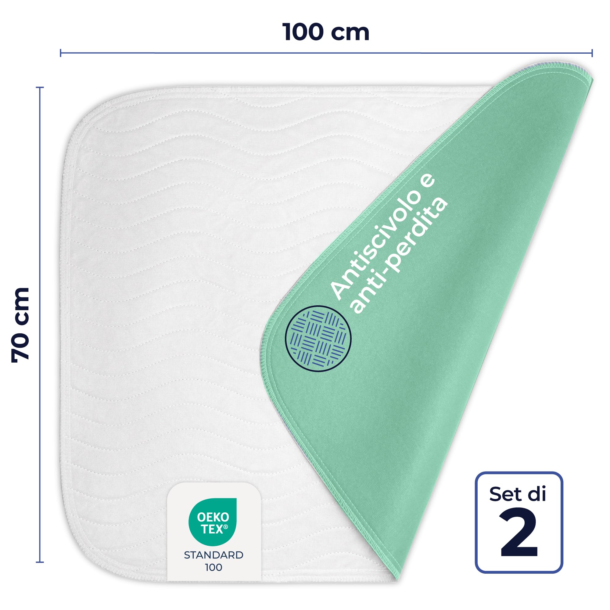 Dreamzie - Traverse Letto Anziani, Neonato, Bambini 70x100 - Assorbente e Impermeabile - Set di 2 Traversine Lavabile per Incontinenza