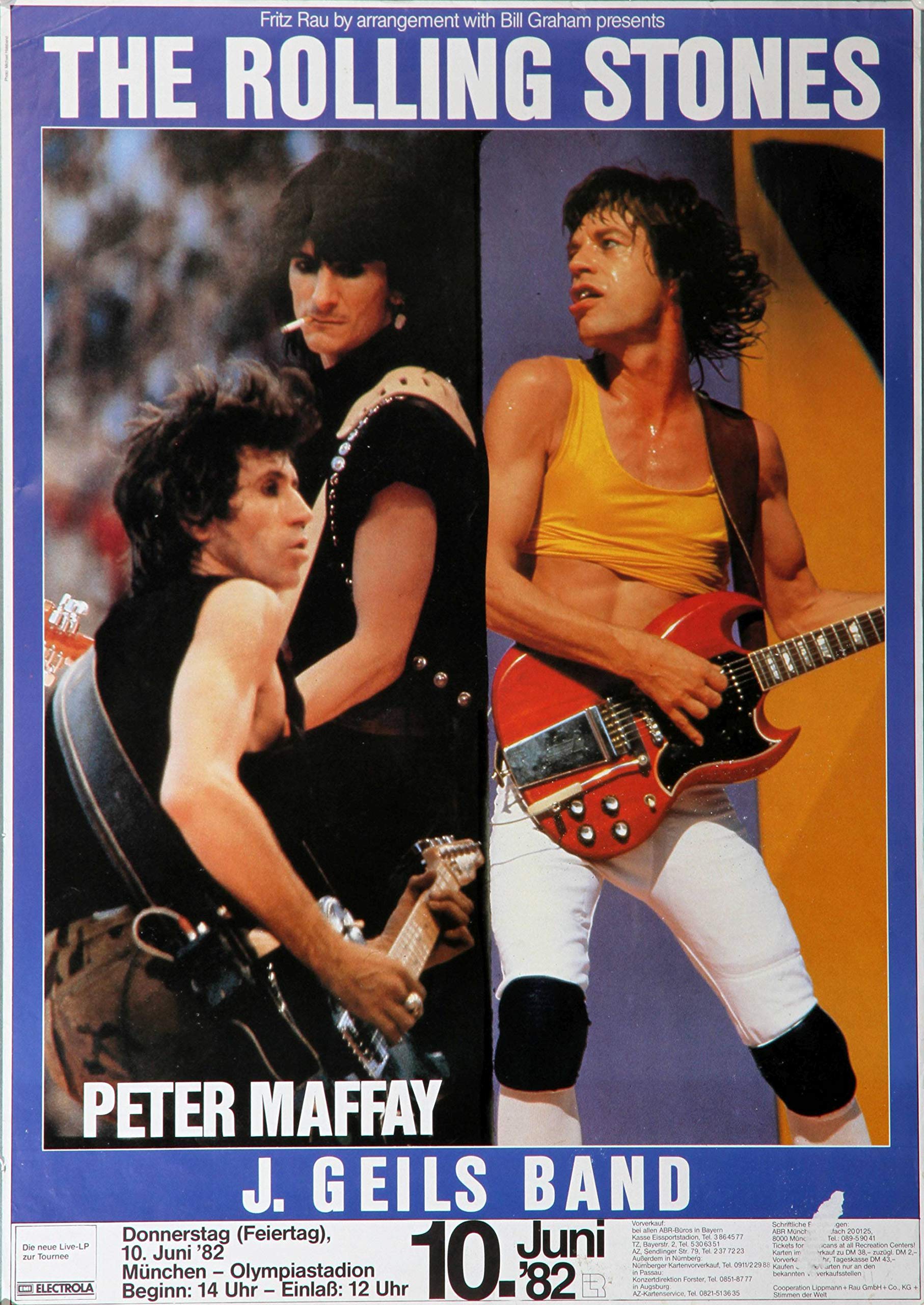 Premium Poster/Plakat | DIN A1 | Wanddeko | Live Konzert Veranstaltung » The Rolling Stones - Live On Stage, München 1982 «
