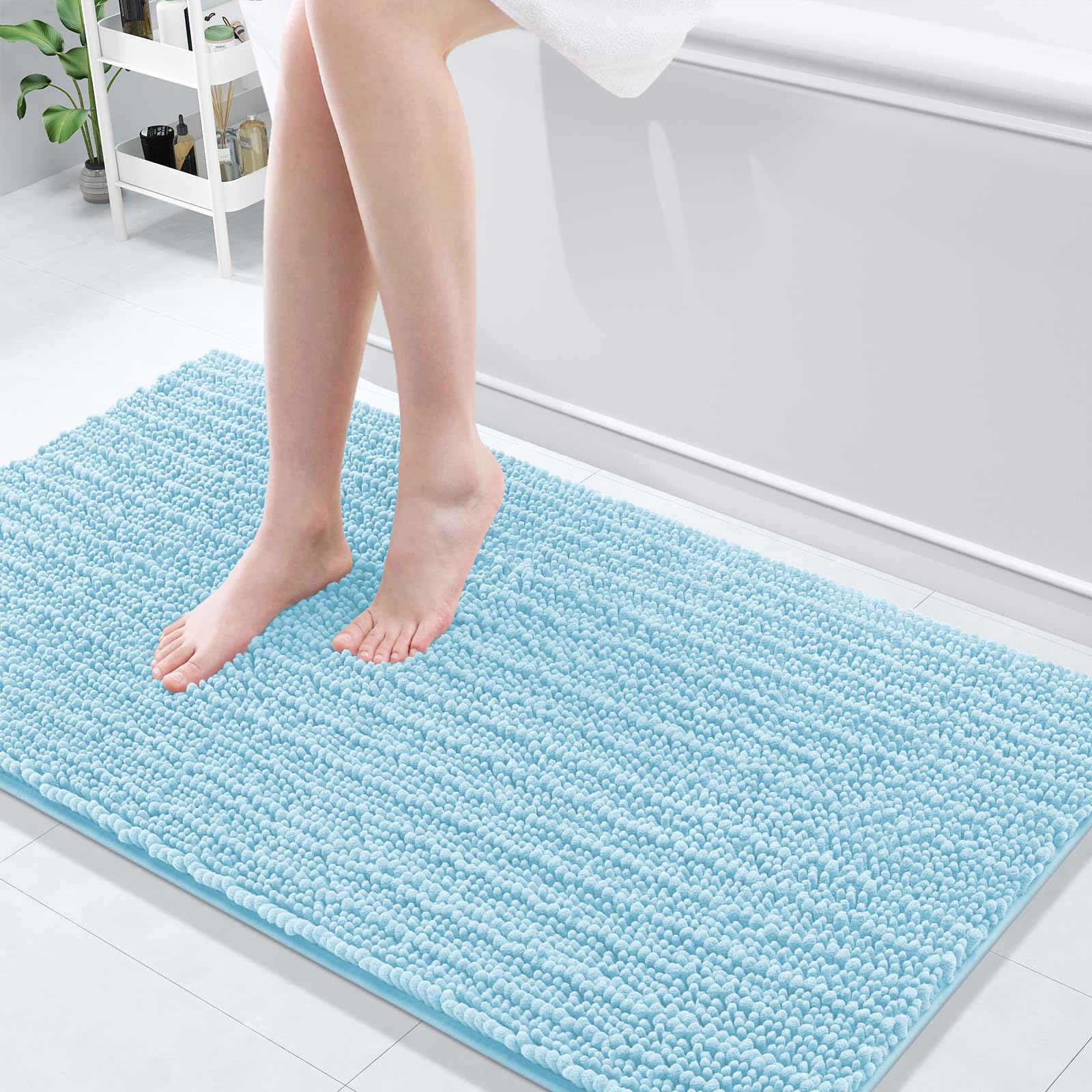 Arotive Luxury Bathroom Rugs 54x24, Extra Soft Thick Absorbent Shaggy Chenille Bath Rugs, Non-Slip Machine Wash Dry, Bath Mats for Bathroom Floor, Tub