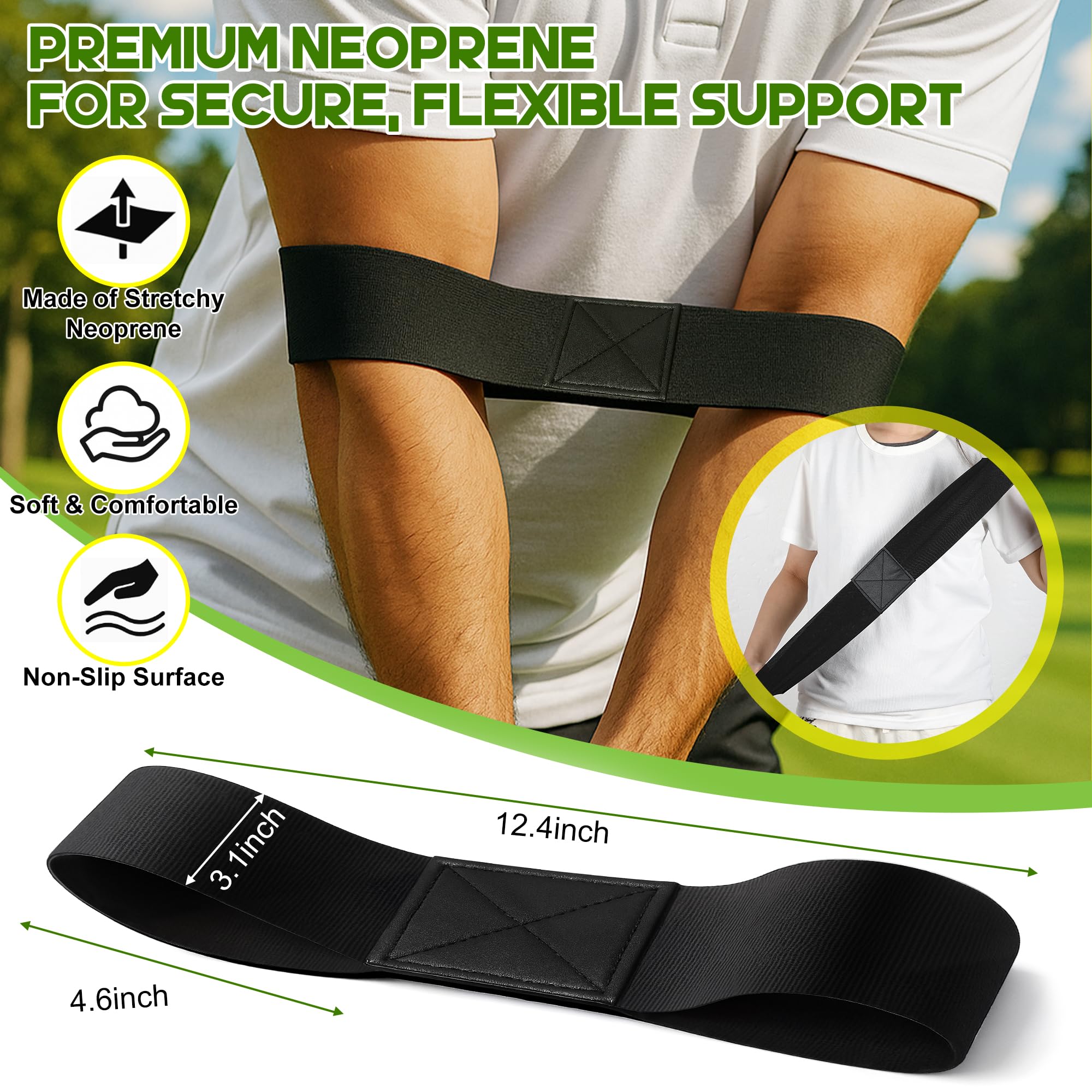 Enhon Golf Club Grip Trainer Aid Attachment and Swing Correcting Arm Band Kit for Right-Handed Men Women Golfer Beginner Fix Grip and Elbow Position, Improve Accuracy & Build Muscle Memory