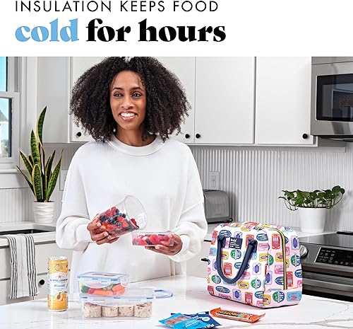 Miniatura 5 de Fit & Fresh Bloomington - Lonchera grande térmica para el trabajo, con contenedores, resistente a las manchas, con cierre, estampado de sardinas