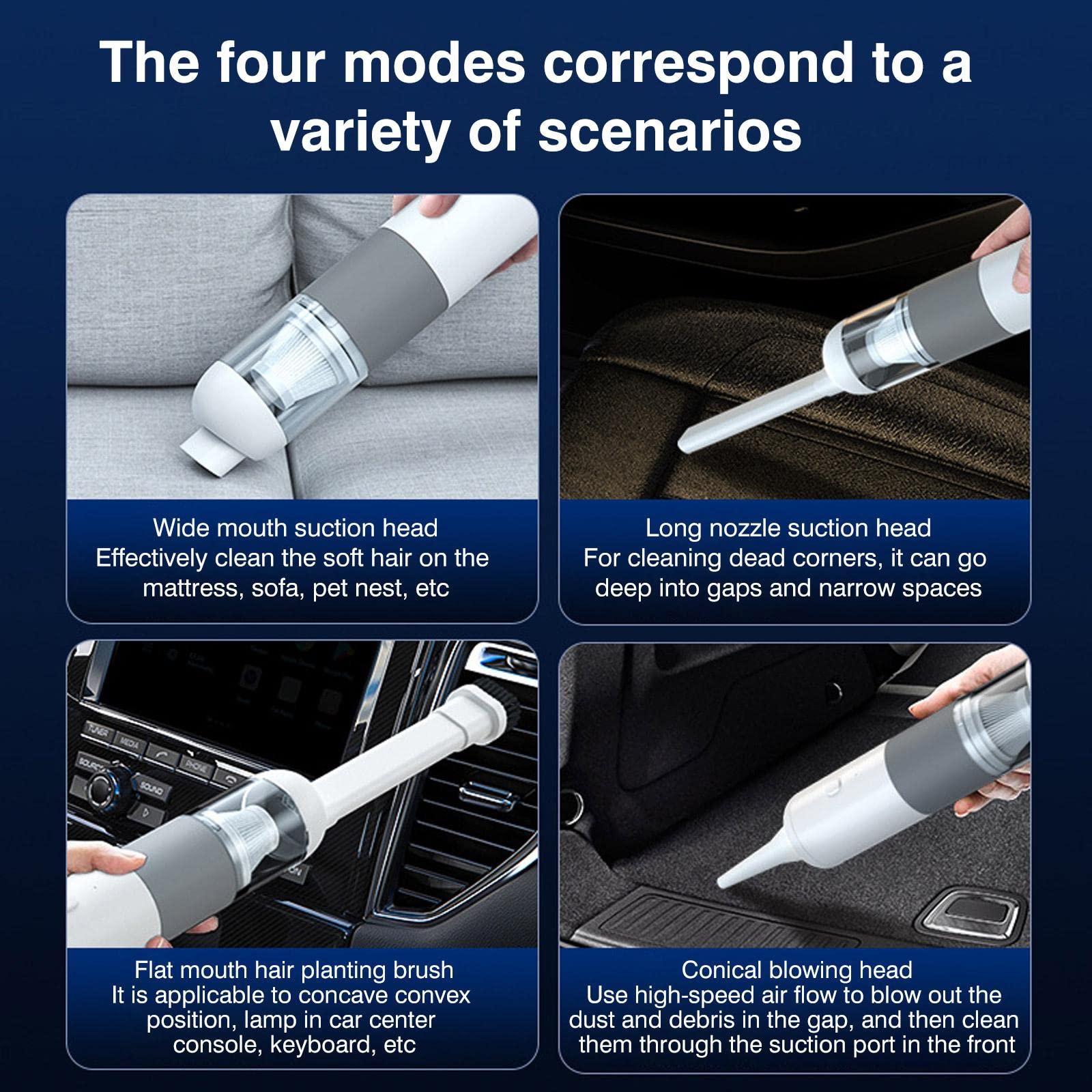 Aspirapolvere per Auto Senza Fili Aspirapolvere Automatico Portatile per casa e Auto Mini aspirapolvere a Doppio Uso Kit di Pulizia per Dettagli Profondi degli Interni dell'auto con Bagnato