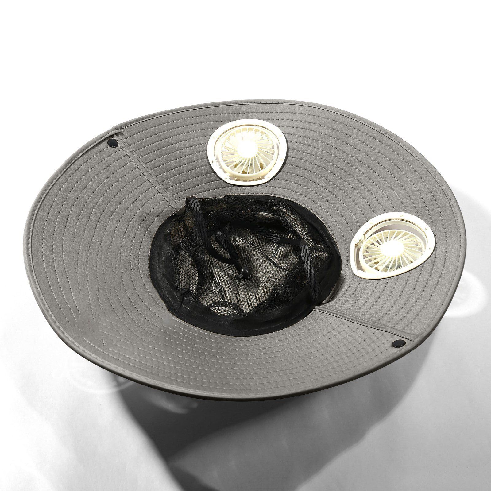 Cappello da Sole Estivo da Uomo con Tesa Larga, con Ventola di Ricarica Solare Staccabile e Ricarica USB Integrata, Cappello da Arrampicata e Pesca (Due Stili di Ventola)