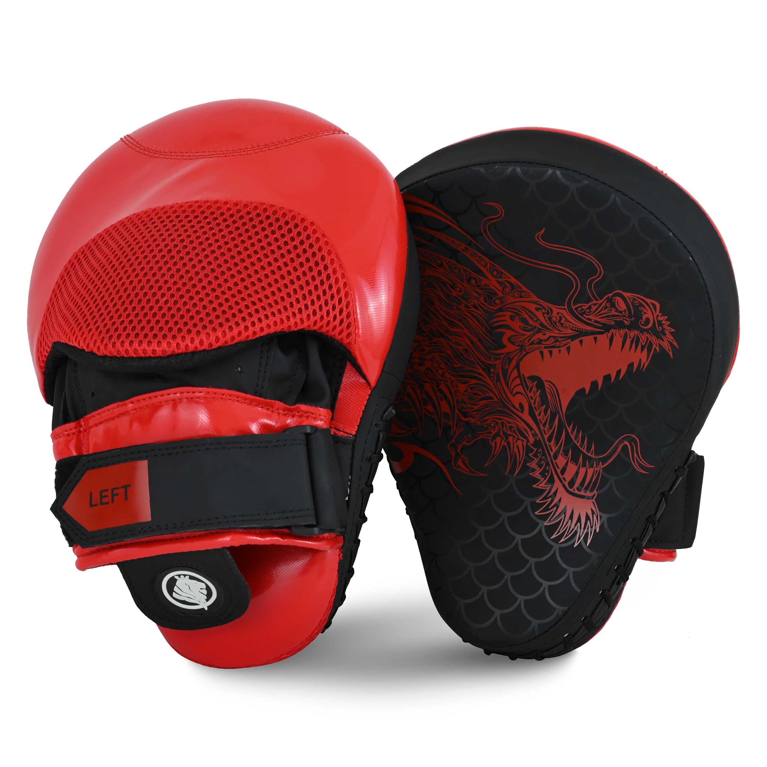 Lions Curved Focus Pads Hook & Jabs Gloves Punch Bag Mitts Boxing MMA Kick Training (Slayer Red) — image 1