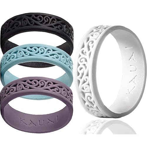 KAUAI Silicone Rings for Women – Soft and Pretty. Comfortable, Breathable, Stackable Rings. Lightweight Rubber Womens Engagement Ring & Wedding Band. Women’s thin Unisex Bands