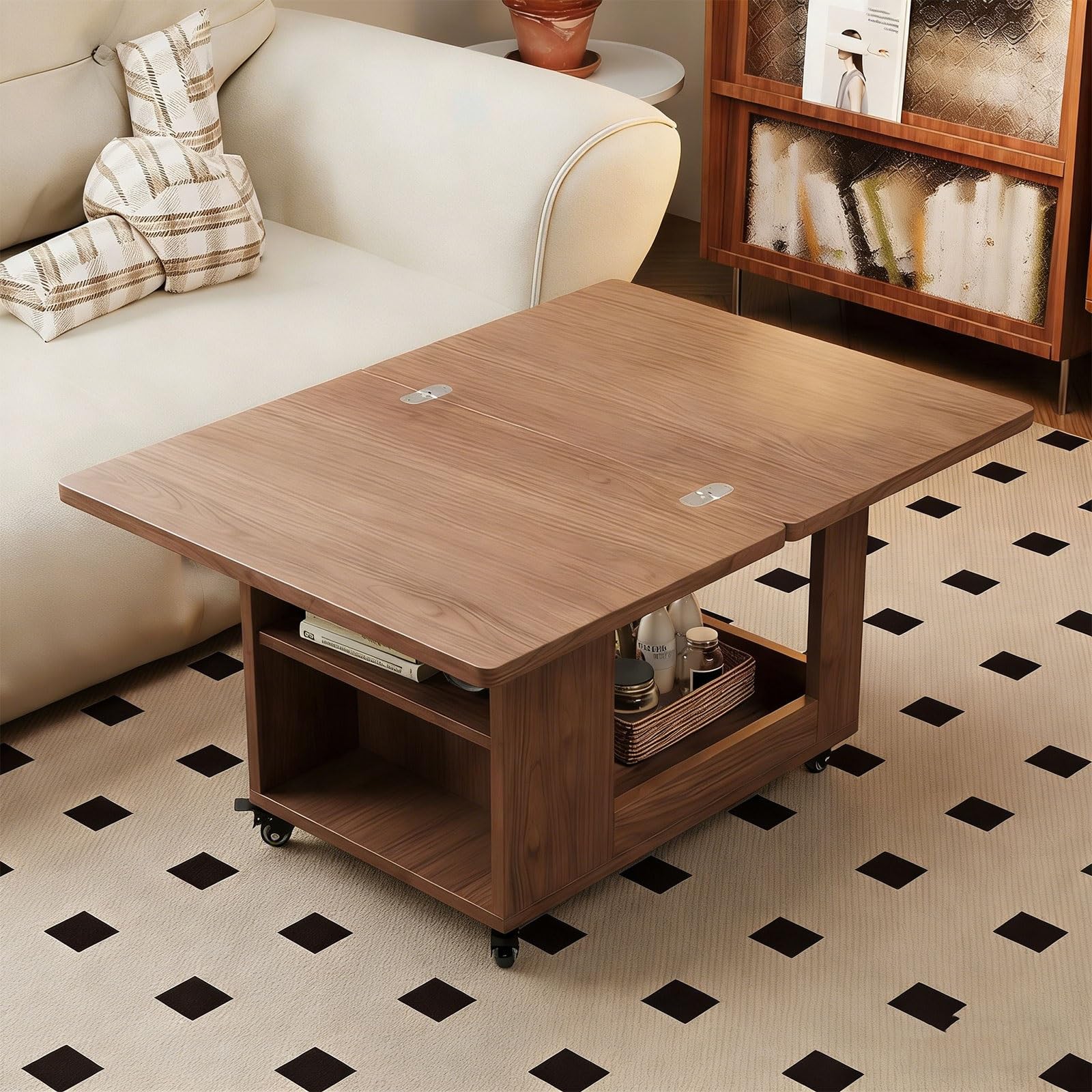 Table basse avec rangement pour salon : le chariot mobile pliable idéal pour vos soirées