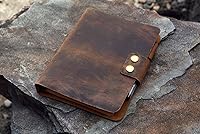 Vista 4 de Vintage retro A5 leather ring binder notebook cover/personalized leather refillable refill diary journal sketchbook - NA505WS