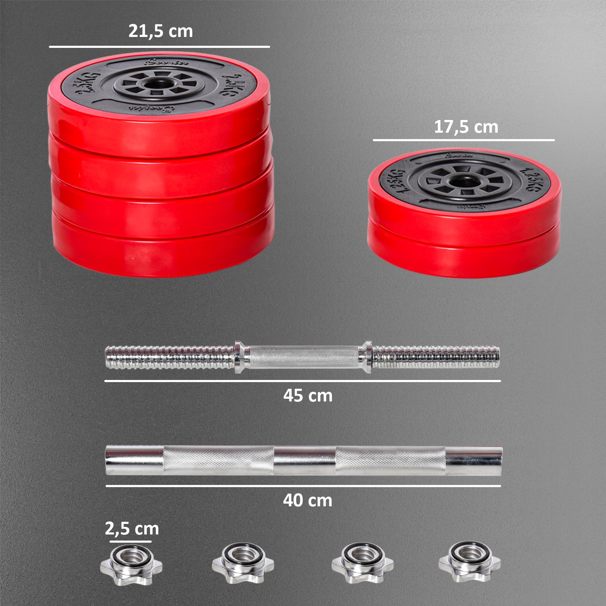 HOMCOM Hantelset 20/30 KG 2-IN-1 Hanteln&Langhanteln verstellbar Gewichtheben für Zuhause Fitness Muskel Rot+Schwarz