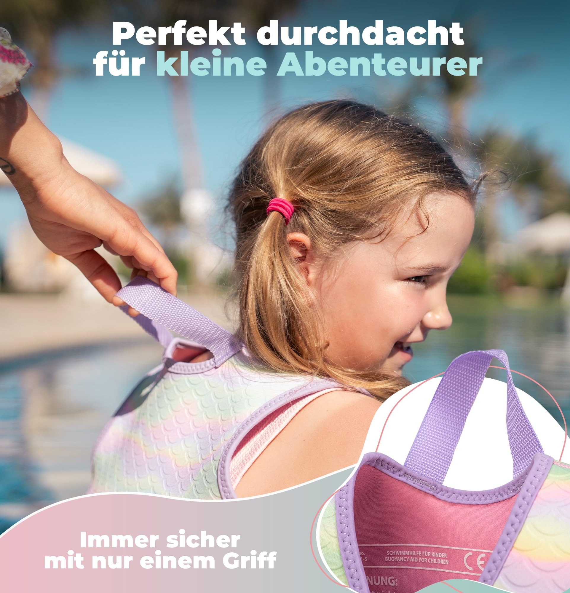 KIDVERSE Schwimmweste für Kinder - Komfort Schwimmhilfe für Kinder - Sicheres Schwimmen Lernen für Jungen und Mädchen - Schwimmweste Kinder - Größe S 15 bis 19kg & Größe M 19 bis 30kg