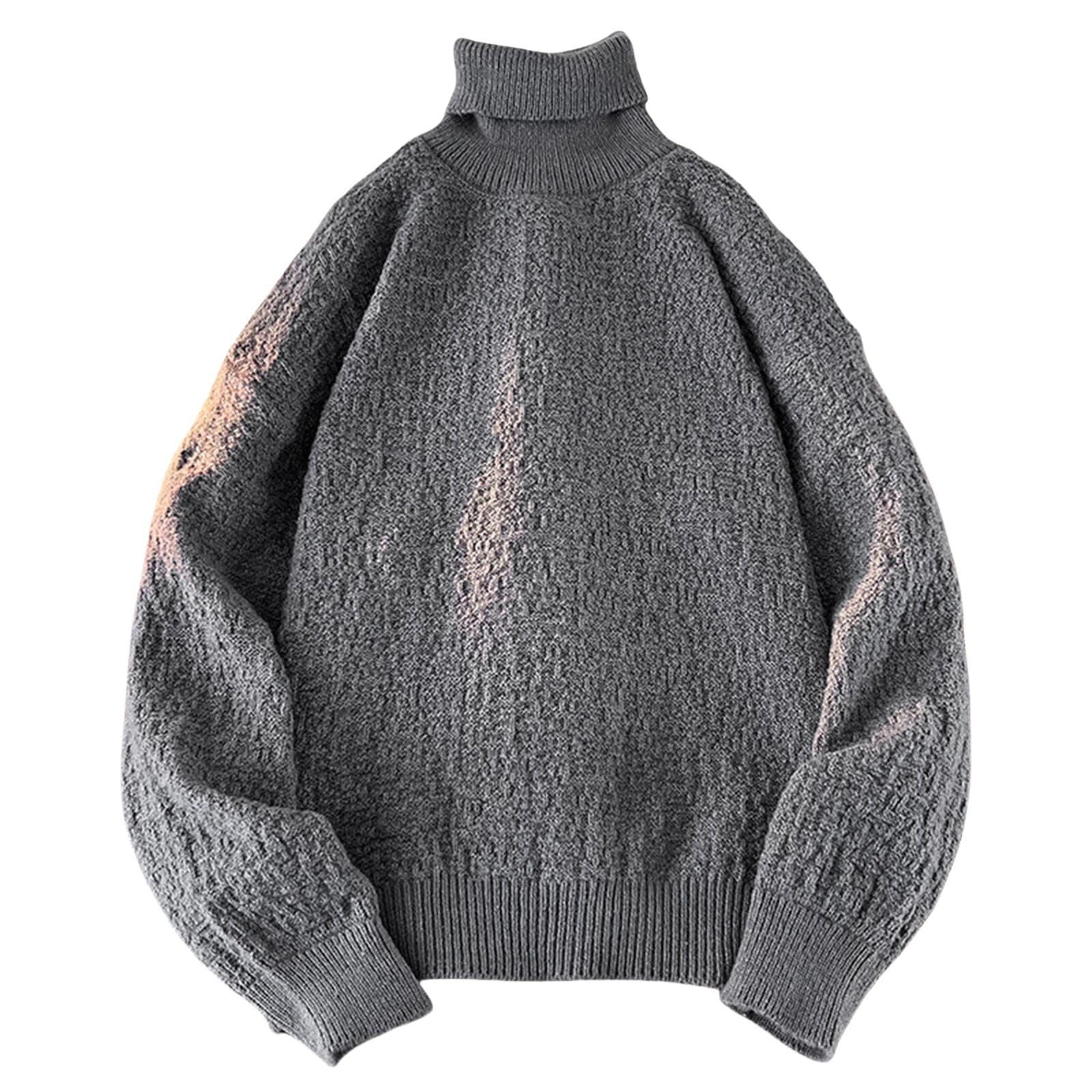 Męski sweter z golfem, wąski krój, dzianinowy sweter z wysoką rolką, zimowy ciepły sweter polo, koszulka dzianinowa, jednolity kolor, do pracy, sweter na co dzień dla mężczyzn