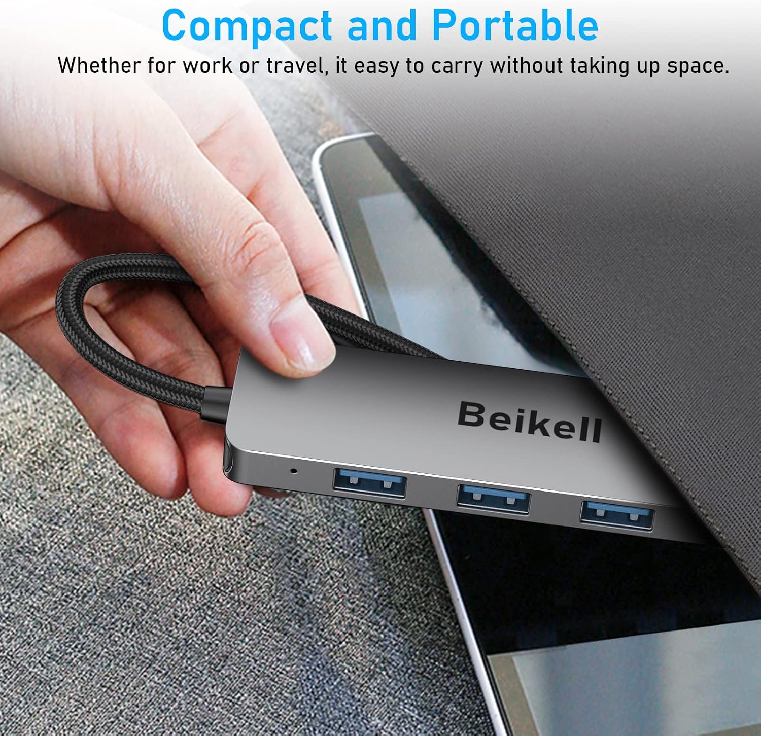 USB C Hub, Beikell USB C to USB Hub 3.0 4 Ports, Aluminum Type C to USB Adapter Splitter for Mac Pro/Air 2020/2019, iMac, iPad Pro, Chromebook, Pixelbook, Dell XPS, Samsung, and More