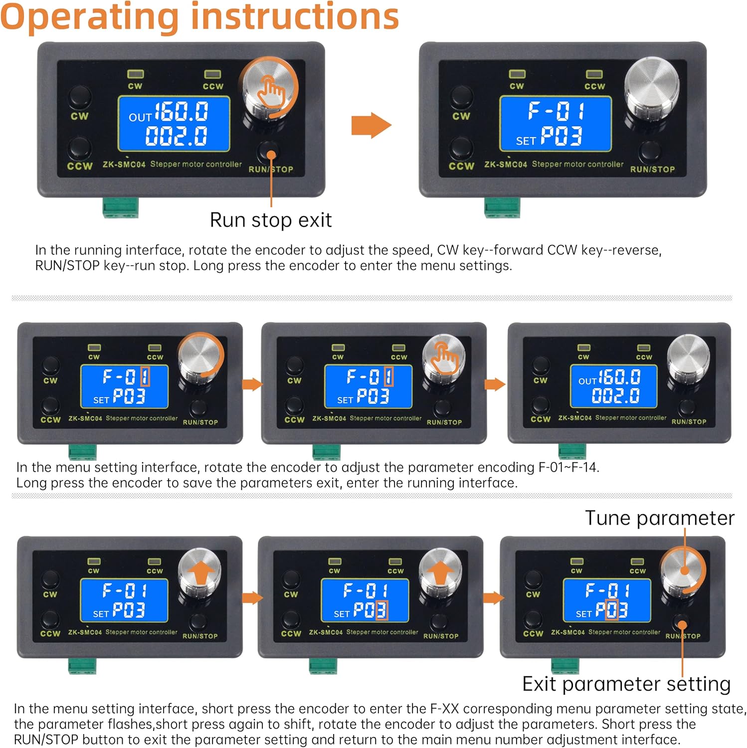SMC04 High Power Stepper Motor Driver Controller ,Forward/Reverse Pulse Speed Angle Control Module PLC Serial Communication for NEMA 17 23 Partial NEMA34 Stepper Motor, 6.6A DC10-30V