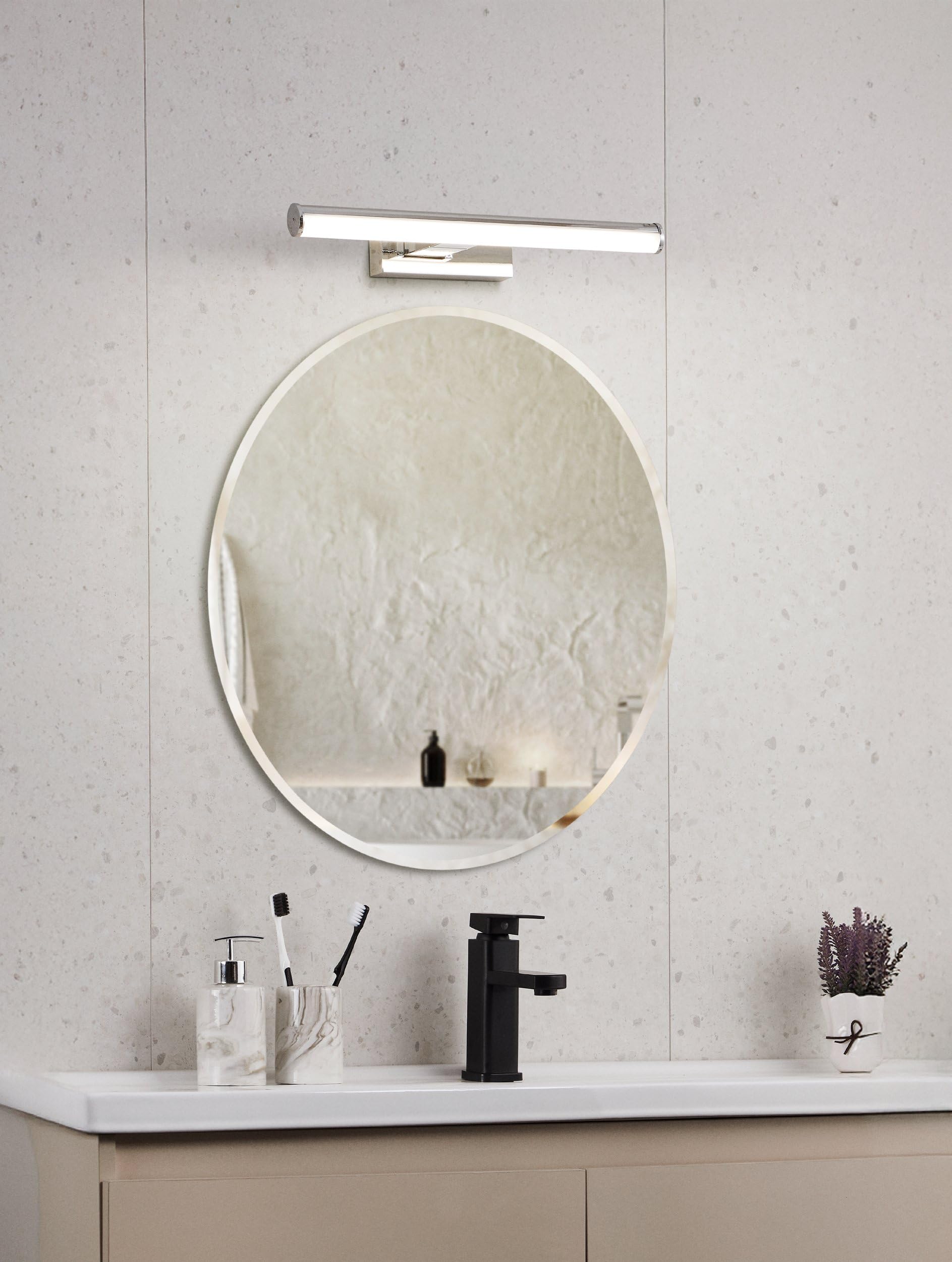 Eglo LED Applique Vadumi, lampada specchio, lampada da parete in | plastica, lampada bagno cromata e bianca, LED luce ambiente neutra, IP44, lunghezza 40 cm