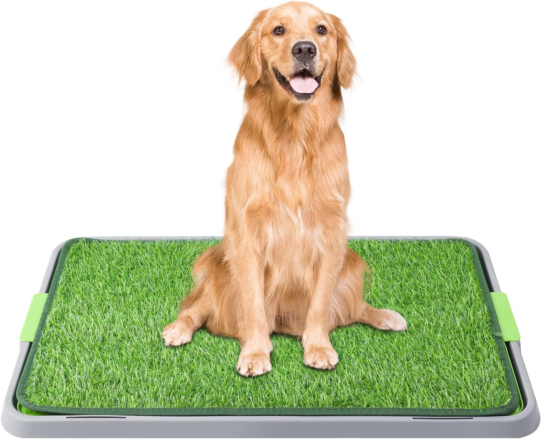 BIGTHREEDog Grass Pad with Tray 51x76cm, Desert-Proof Artificial Turf for Small/Medium Dogs, UV & Heat Resistant Puppy Toilet System, Odor Control Indoor Outdoor Training Mat