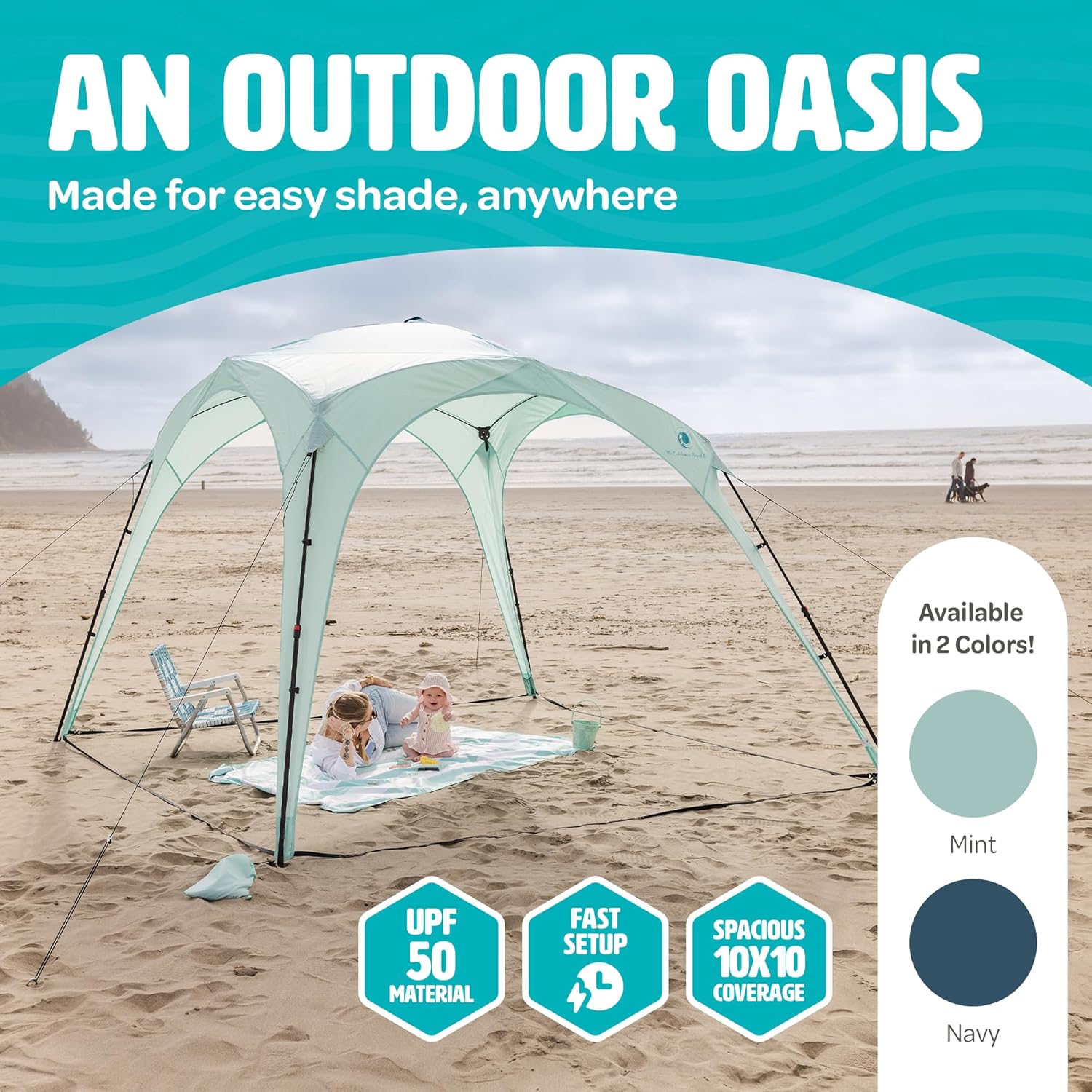 Pop ’N Go® Beach Canopy – Windproof, Beach Tent with Quick Setup, UV Shade, Lightweight & Portable Design – Perfect for Beach Days, Outdoor Play, Camping & Family Adventures (Blue)