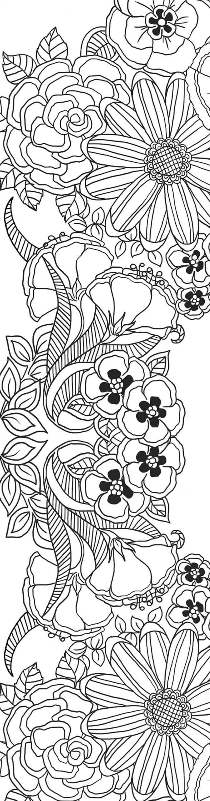 Flowers Coloring Bookmarks