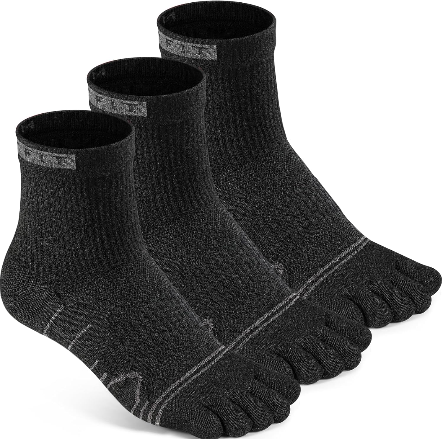 Kfit Toe Socks for Men Women COOLMAX Running Five Finger Socks Ankle Athletic Quick Dry Breathable Anti-Blisters 3 Pairs
