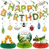 28 Pieces Bugs Party Decorations Spring Bugs Party Banner Bee Ladybugs Hanging Swirls Decor Insect Birthday Honeycomb Centerpieces Decorations for Boys and Girls Birthday Baby Shower