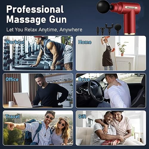 Miniatura 3 de Pistola de masaje, masajeador muscular de tejido profundo mejorado para aliviar el dolor, masajeador de percusión con 4 cabezales de pistola de